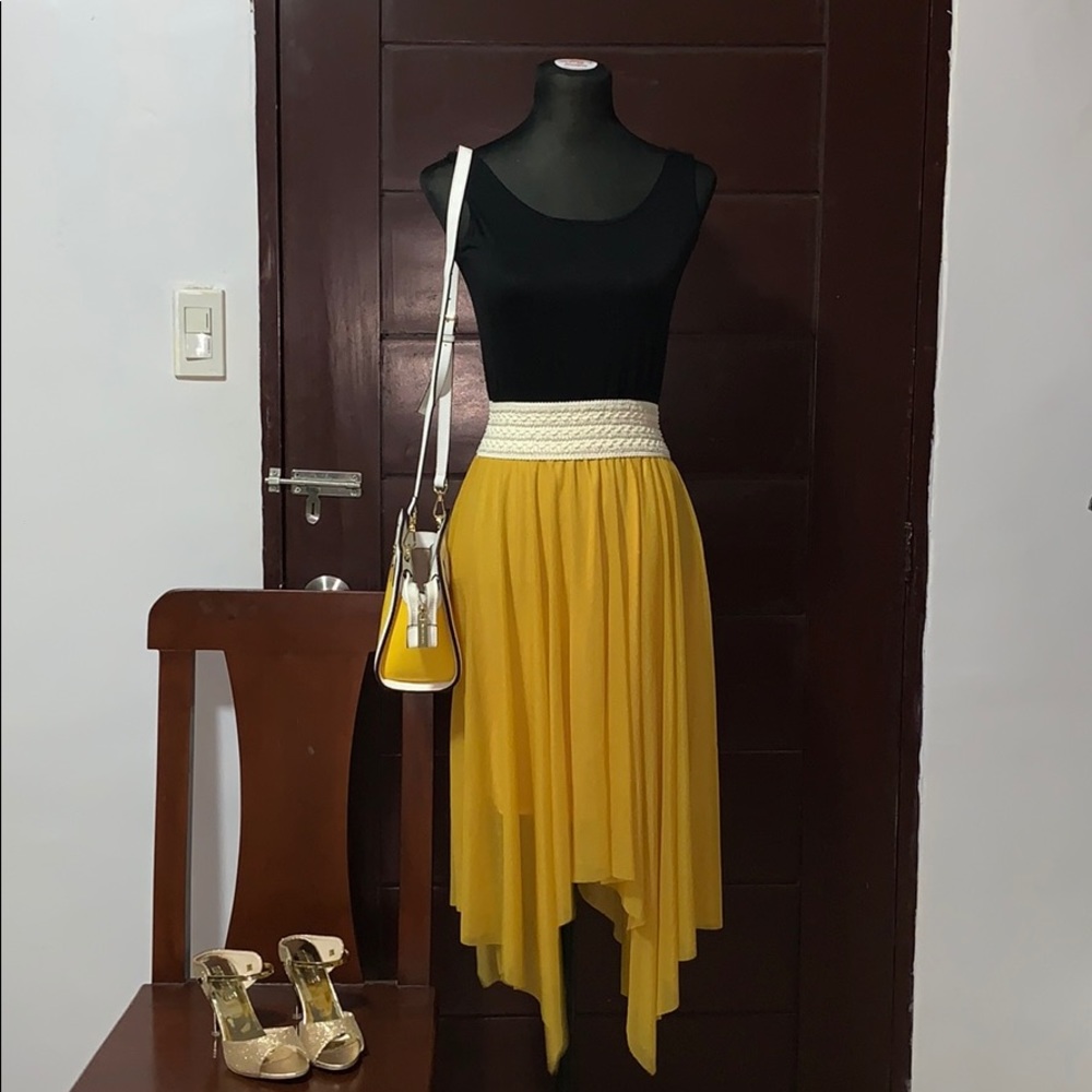 Yellow Chiffon Midi